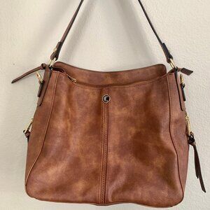 CLUSI Hobo Handbag/Shoulder Bag for Women Vegan Leather, Brown NWT 15"x11"x5"